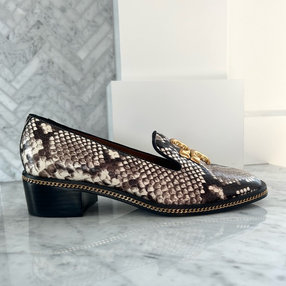 TORY BURCH Freya Mid-Heel Snake Skin Loafer SIZE 8 - Picture 5 of 12